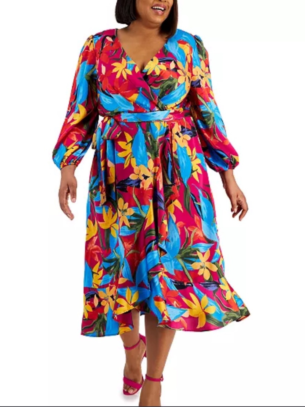 Tahari ASL Floral Wrap Dress